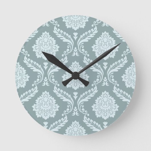 Horloge Ronde Rococo Damask Pattern Duck Egg Blue+Teal (Recto)