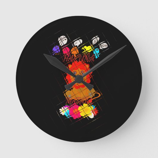 Horloge Ronde Roi mignon de lion de bébé de Hakuna Matata (Recto)