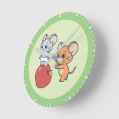 Horloge Ronde Rollage Anime Tuffy et Jerry Apple (Angle)