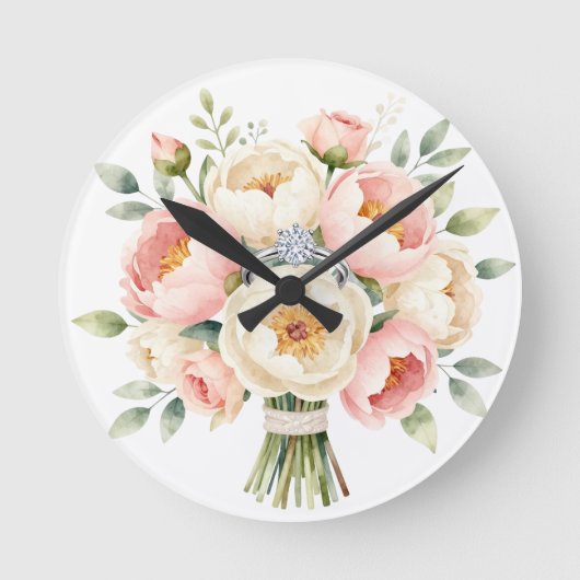 Horloge Ronde Romantic Peony Bouquet with Diamond Ring (Recto)