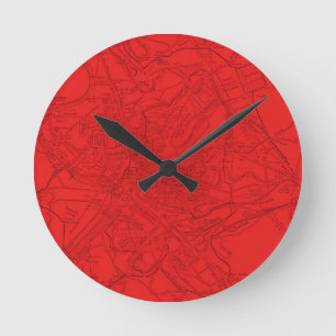 Horloge Ronde Rome antique en rouge