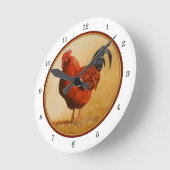 Horloge Ronde Rooster chicken de Rhode Island (Angle)