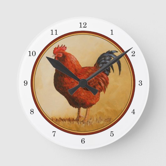 Horloge Ronde Rooster chicken de Rhode Island (Recto)