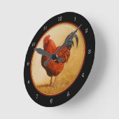 Horloge Ronde Rooster chicken de Rhode Island (Angle)