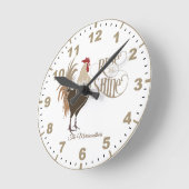 Horloge Ronde Rooster Rise and Shine Wall Round Clock (Angle)