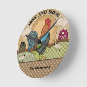 Horloge Ronde Rooster Rise and Shine Wall Round Clock (Angle)