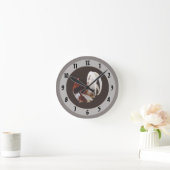 Horloge Ronde Rooster Rouge Avec Plumes De Queue Blanche (Maison)