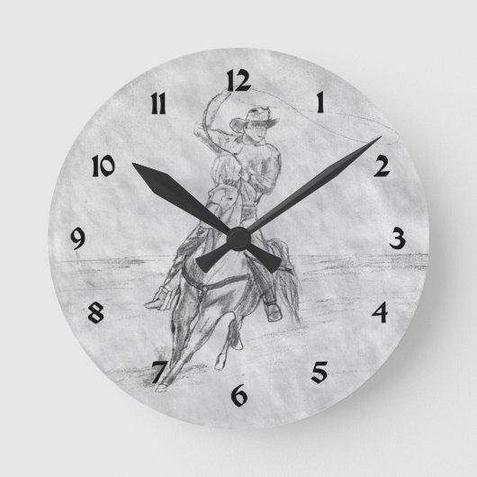 Horloge Ronde Roping cow-boy (Recto)