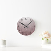 Horloge Ronde Rose Blush Faux Parties scintillant Gradient Glamo (Maison)