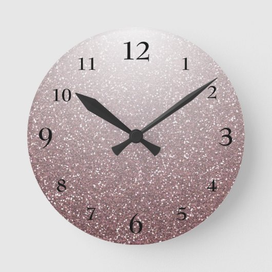 Horloge Ronde Rose Blush Faux Parties scintillant Gradient Glamo (Recto)