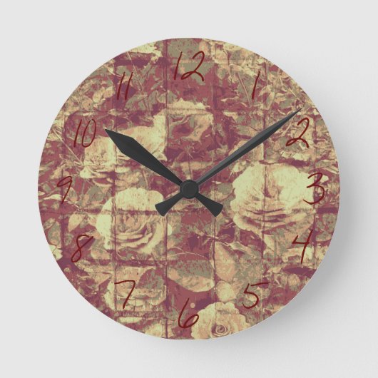 Horloge Ronde Rose camouflage pattern on tiled wall ground (Recto)