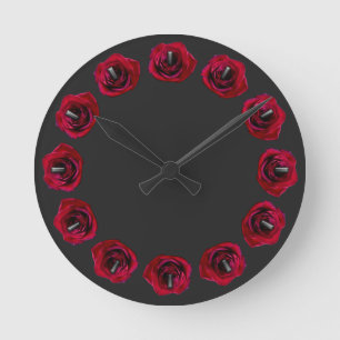 Horloge Ronde Rose Clock Red Rose Flower Wall Clock Rose Decor