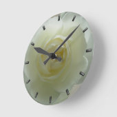 Horloge Ronde Rose Clock White Rose Flower (Angle)