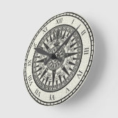 Horloge Ronde Rose Compass vintage Sun (Angle)