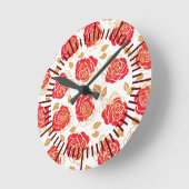 Horloge Ronde Rose d'art moderne (Angle)