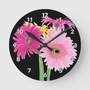 Horloge Ronde Rose de marguerite de Gerbera