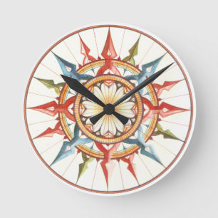 Horloge Ronde Rose du vent