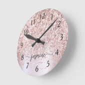 Horloge Ronde Rose élégant Parties scintillant or  métal Nom du  (Angle)