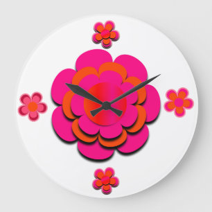 Horloge ronde rose et orange chaud