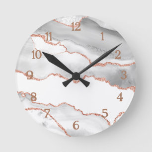 Horloge Ronde Rose Gold Blanc Luxe Pailleté Agate