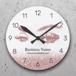Horloge Ronde Rose Gold Lashes Artiste de maquillage Salon Eyela