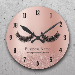 Horloge Ronde Rose Gold Lashes Maquillage Artiste Beauté Salon