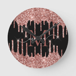 Horloge Ronde Rose Gold Paillettes Coulantes Monogramme Personna