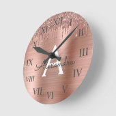 Horloge Ronde Rose Gold - Parties scintillant rose pâle Nom du m (Angle)