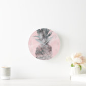 Horloge Ronde Rose Gold Pink Tropical Summer Pineapple Glam (Maison)