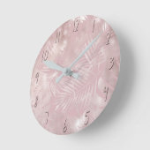 Horloge Ronde Rose Gold rose Botanique Tropical Palm Tree Feuill (Angle)