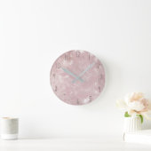 Horloge Ronde Rose Gold rose Botanique Tropical Palm Tree Feuill (Maison)