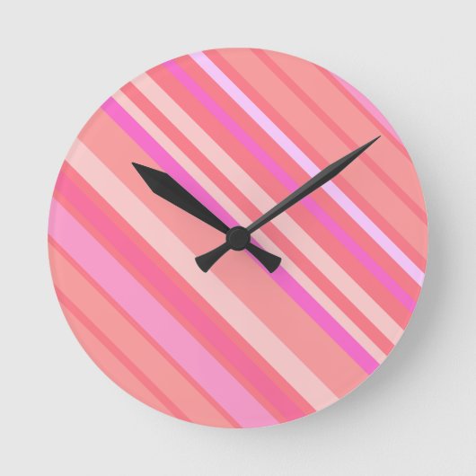 Horloge Ronde Rose Moderne Chic Diagonal Grilles (Recto)