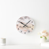 Horloge Ronde Rose or agate marbre nom entreprise (Maison)