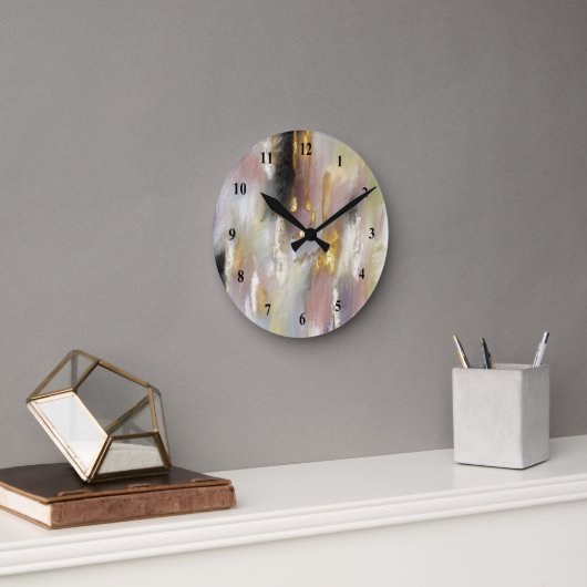 Horloge Ronde Rose or moderne Abstrait (Bureau)