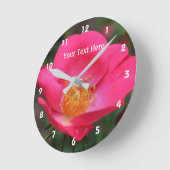 Horloge Ronde Rose Profonde En Fleur De Fleur (Angle)