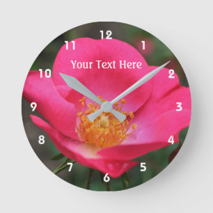 Horloge Ronde Rose Profonde En Fleur De Fleur