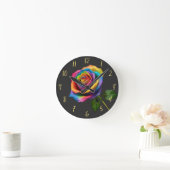 Horloge Ronde Rose Rainbow Long Stem (Maison)
