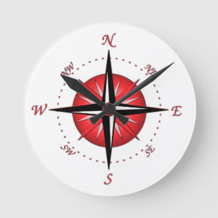 Horloge Ronde Rose Red Compass