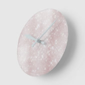 Horloge Ronde Rose rose minimal Abstrait blanc éclatant Pastel (Angle)