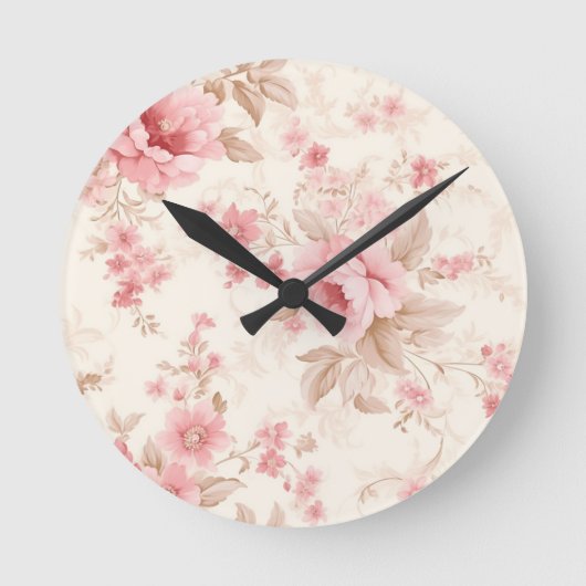 Horloge Ronde Rose rose poussiéreux (Recto)