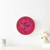Horloge Ronde Rose rouge (Maison)