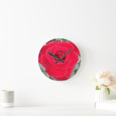 Horloge Ronde Rose rouge (Maison)