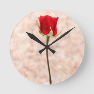 Horloge Ronde Rose Rouge