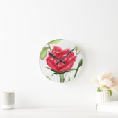 Horloge Ronde Rose rouge (Maison)