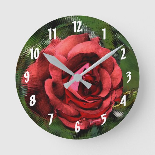 Horloge Ronde Rose rouge Abstraite (Recto)