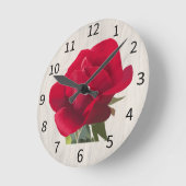 Horloge Ronde Rose rouge - Red rose (Angle)