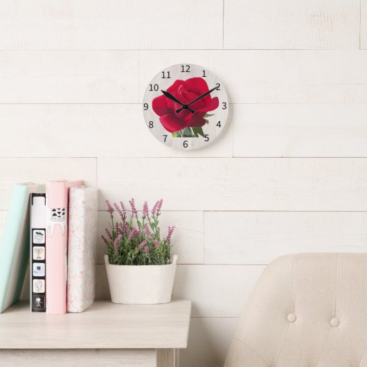 Horloge Ronde Rose rouge - Red rose (Salle de lecture)