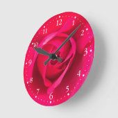 Horloge Ronde Rose rouge romantique v2 (Angle)