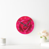 Horloge Ronde Rose rouge romantique v2 (Maison)