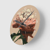 Horloge Ronde Rose rouge rubis aux accents blancs (Angle)